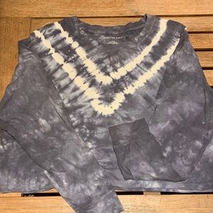 American Eagle Hippie Tie-Dye Cropped Long Sleeve T-Shirt Women’s Size Large